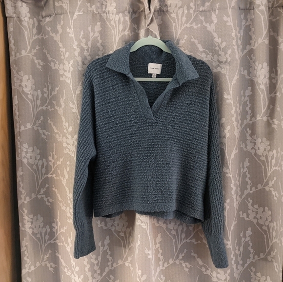 Pink Rose V Neck Collar Sweater - Picture 1 of 8